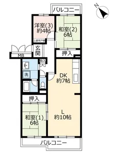 URペアハイツ越谷【3階】の間取り
