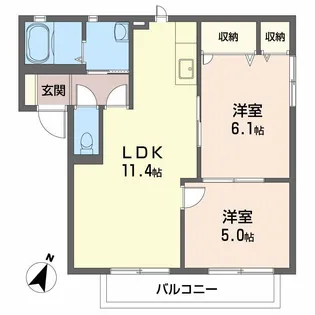 2LDKの間取り画像