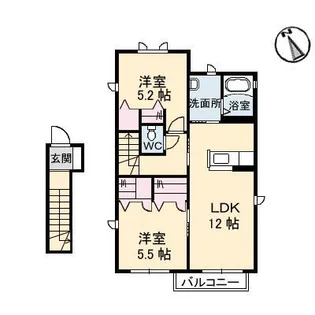 サンメゾン B【2階】の間取り