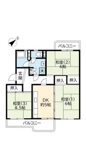 UR洛西新林北【2階】の間取り