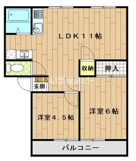 内谷ハイツA棟【2階】の間取り