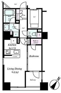 リビオレゾン日本橋浜町【4階】の間取り