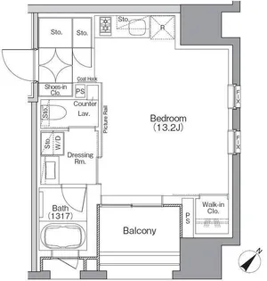 ザ・パークハビオSOHO横浜関内【7階】の間取り