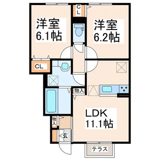 クレール【1階】の間取り