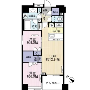ウィルローズ月島【4階】の間取り