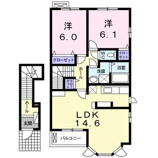 ポン・ピエール ローズ【2階】の間取り