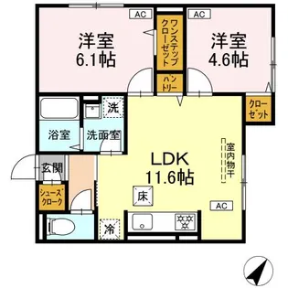 ブランヴェール大倉山【1階】の間取り