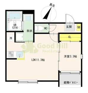 DiiRA下新庄【1階】の間取り