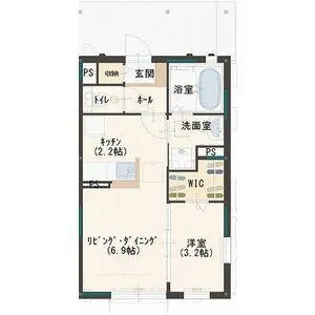 セリジェ越名D【1階】の間取り