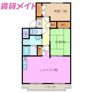 ラヴィーヌ新西方【1階】の間取り