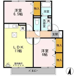 メルベーユ富の原B【1階】の間取り
