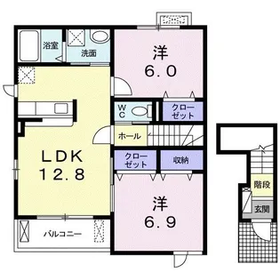 リバーサイド住吉B棟【2階】の間取り