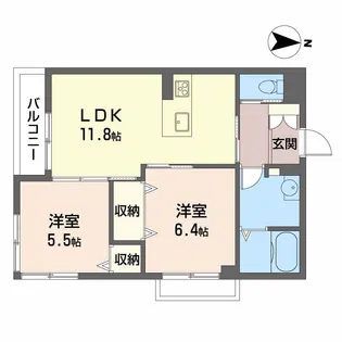 ガーデンコート長束【2階】の間取り