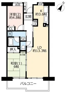 UR鶴ヶ丘【5階】の間取り