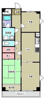 ペアコート伊勢原【6階】の間取り