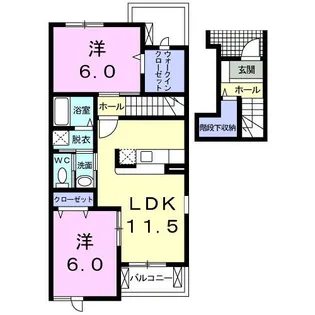 グラシュー・メゾンB【2階】の間取り