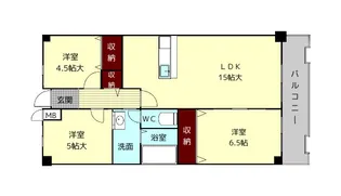 グランドパレス学園前【1階】の間取り
