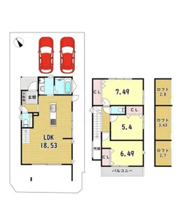 京都府京都市北区上賀茂東後藤町【一戸建】の間取り