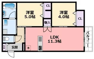 西宮市甲子園七番町ヘーベルメゾン【1階】の間取り