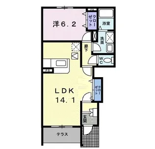 フローリア漣2号館【1階】の間取り