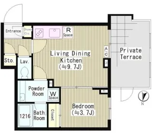 ファレール笹塚【1階】の間取り