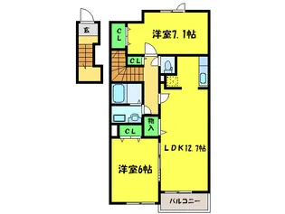 プラシ-ド アロッジオ【2階】の間取り