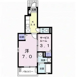 ランドコア陣山【1階】の間取り