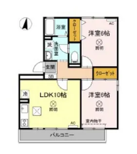ラフィネ高柳【1階】の間取り