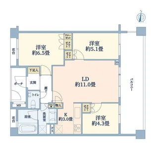 クレッセント武蔵新城センティア【3階】の間取り