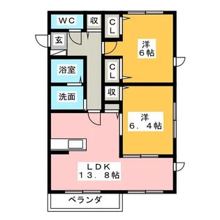 ホワイト・エスト中郷【1階】の間取り