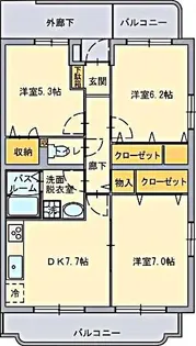 フォンテーヌ並木II【4階】の間取り