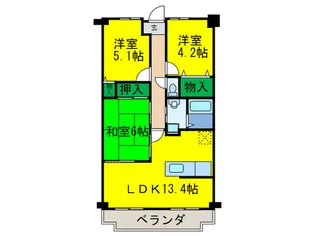 ナーシサス法橋【6階】の間取り