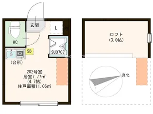 ハーモニーテラスソレイユ北千住【2階】の間取り