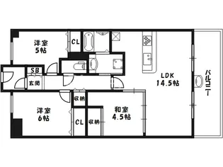 クレアシティ阿倍野【3階】の間取り