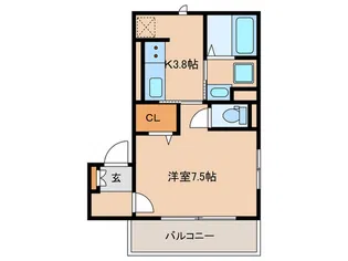 LA VILLA五箇荘B棟【1階】の間取り