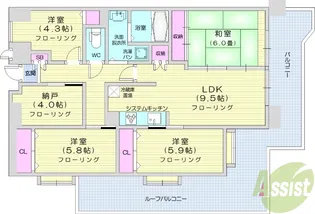 ダイトシティ愛宕橋【7階】の間取り