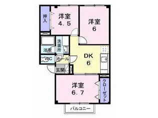 アンビエンテ虹ヶ丘【1階】の間取り
