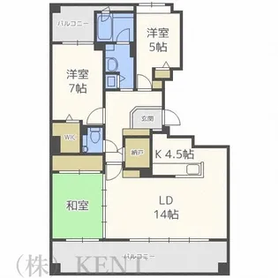 ライオンズマンション知事公館前【13階】の間取り