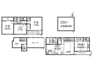 京都府京都市中京区壺屋町【一戸建】の間取り