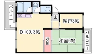 砥堀第2コーポラス【3階】の間取り
