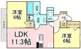 福岡県北九州市小倉南区横代北町3【アパート】の間取り