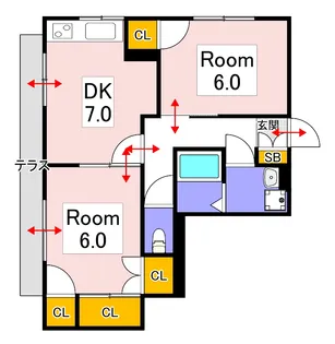 ガーデンハウス伊島町【1階】の間取り