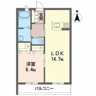 1LDKの間取り画像