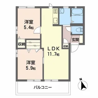 メゾンクレール【1階】の間取り