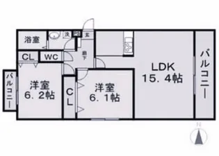 リバーサイド千年【2階】の間取り
