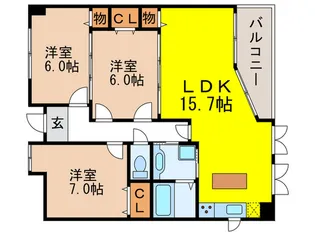 プリモアトーレ【3階】の間取り