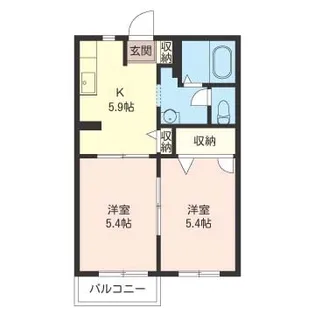 グリーンハイツ学園前壱番館【2階】の間取り