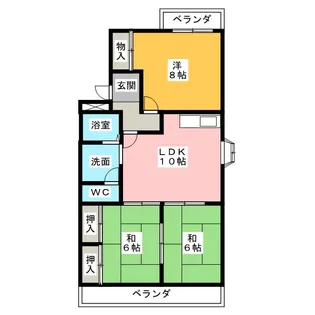 七反田ハイツ A棟【4階】の間取り