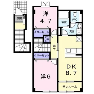 パストラルタウンB【2階】の間取り