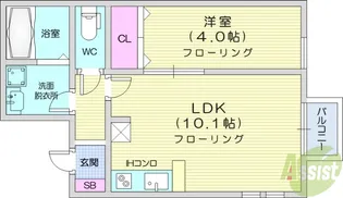 アスコット八木山弥生町【1階】の間取り
